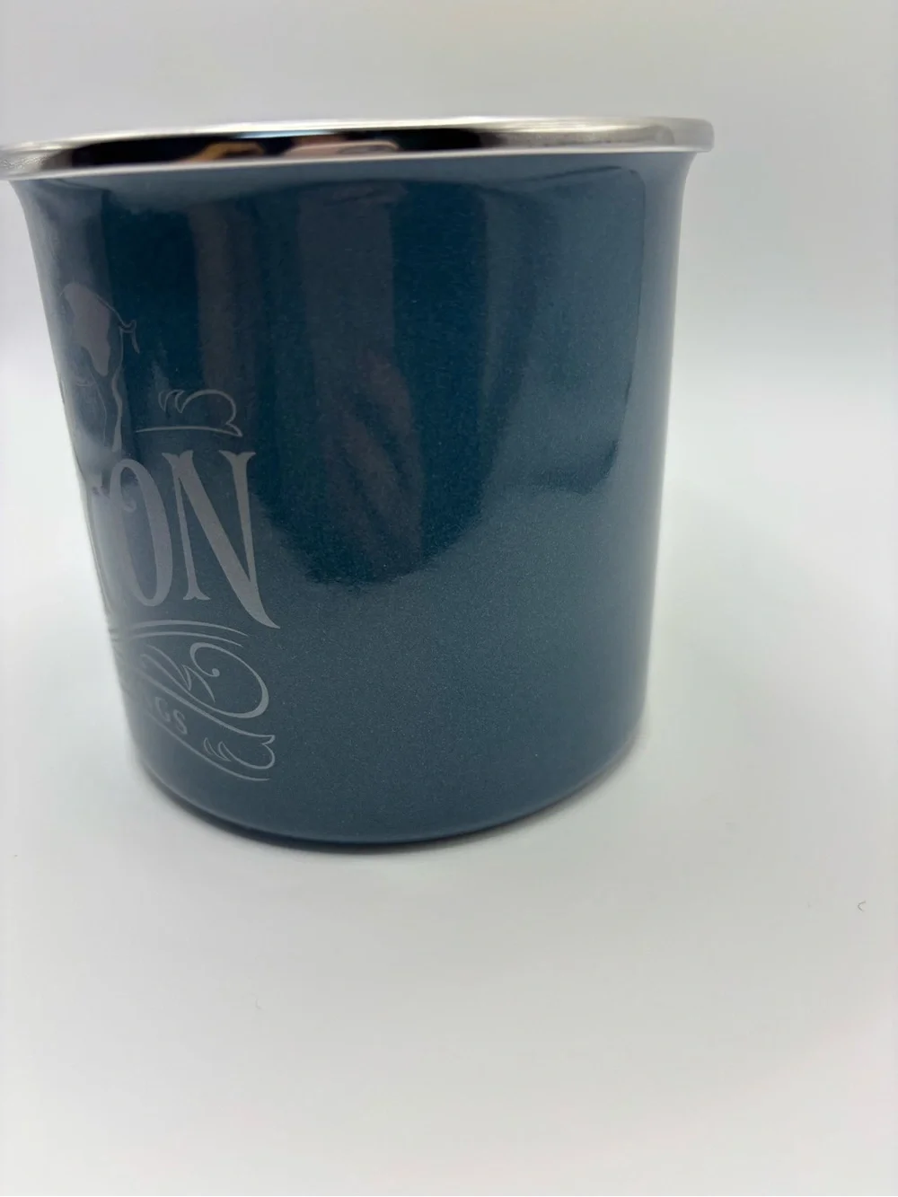 Bacon Drippings Storage Can Teal/Blue Pig Enamel on Steel. Handwash only. 4”x4”